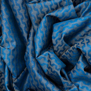 Blue Woven Tussar Silk Saree With Stripes-Blue