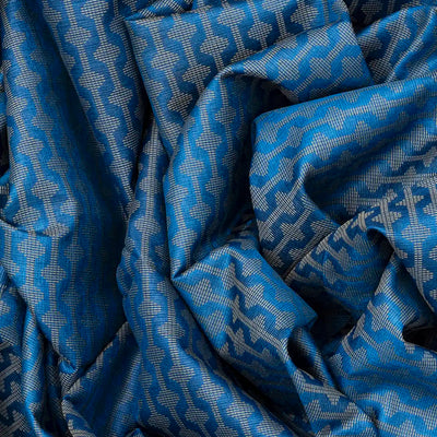 Blue Woven Tussar Silk Saree With Stripes-Blue