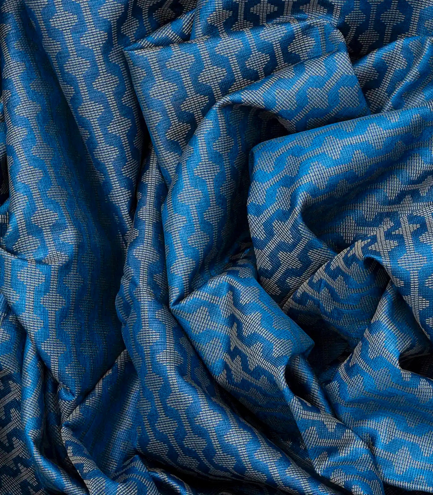 Blue Woven Tussar Silk Saree With Stripes-Blue
