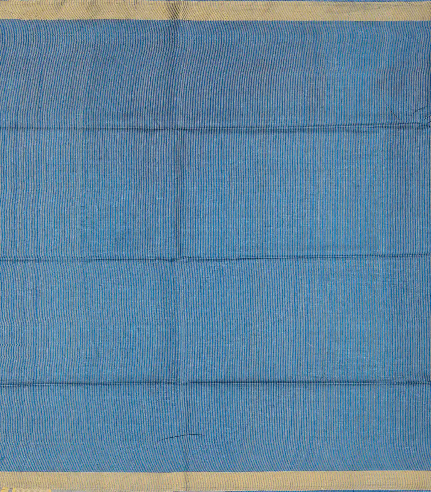 Blue Woven Tussar Silk Saree With Stripes-Blue