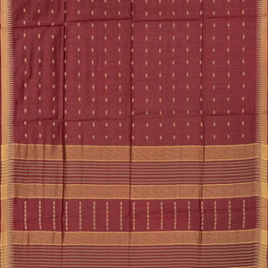 Brown Woven Tussar Silk Saree With Rudraksham Motifs-Brown
