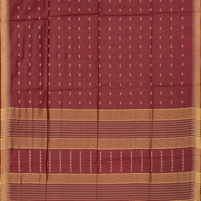 Brown Woven Tussar Silk Saree With Rudraksham Motifs-Brown