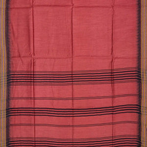 Chestnut Pink Woven Tussar Silk Saree With Temple Border-Chestnut Pink