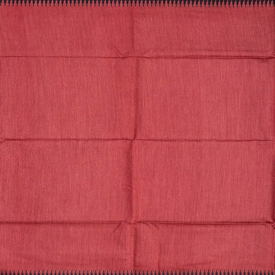 Chestnut Pink Woven Tussar Silk Saree With Temple Border-Chestnut Pink
