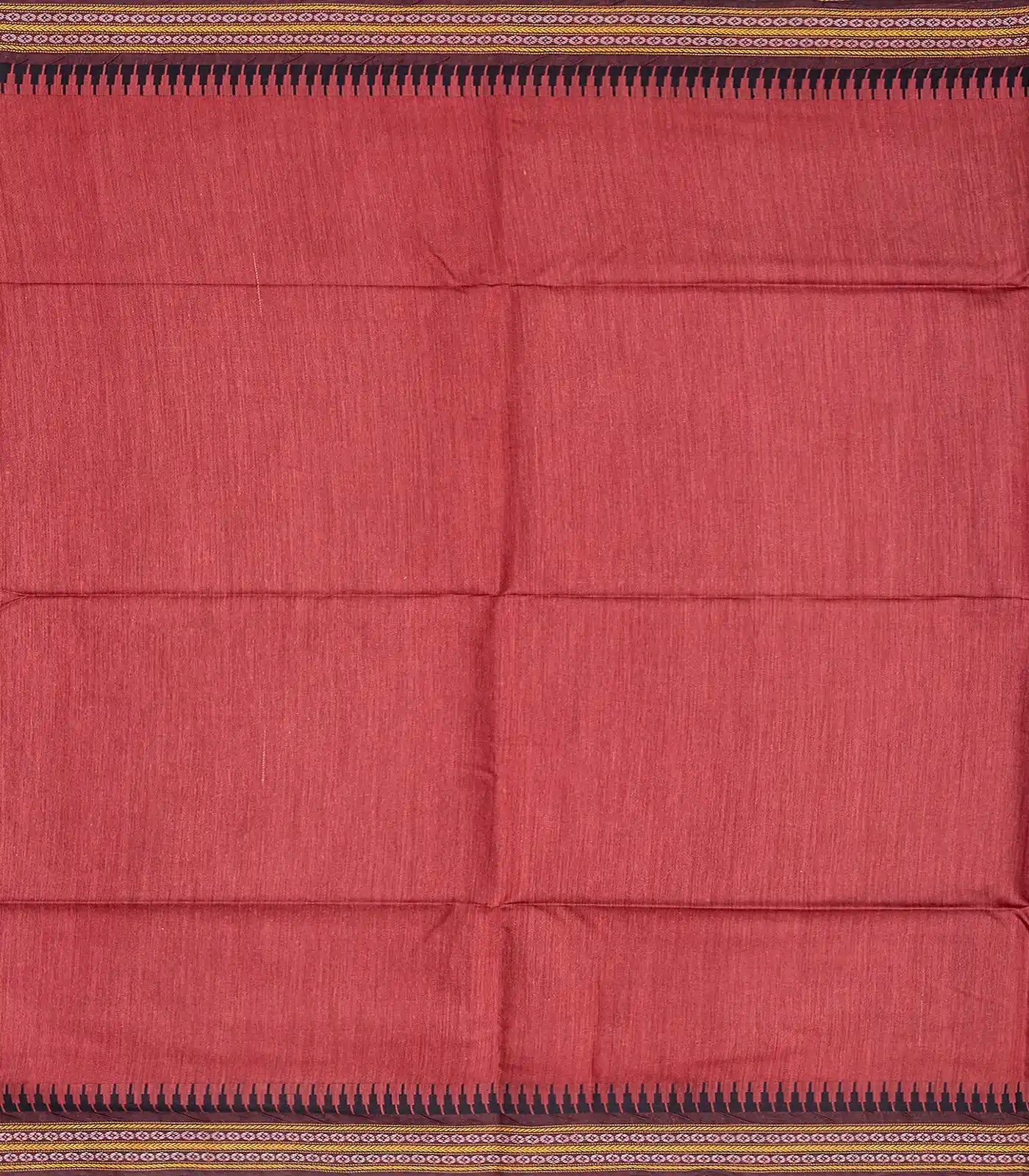 Chestnut Pink Woven Tussar Silk Saree With Temple Border-Chestnut Pink