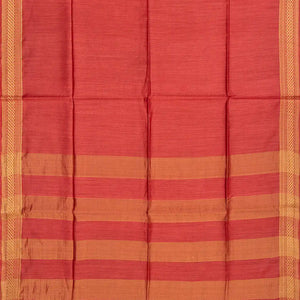 Peach Woven Tussar Silk Saree With Half Diamond Border-Peach
