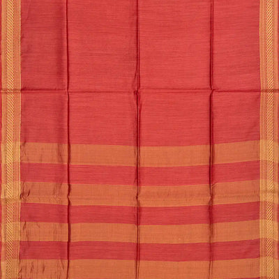 Peach Woven Tussar Silk Saree With Half Diamond Border-Peach