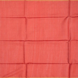 Peach Woven Tussar Silk Saree With Half Diamond Border-Peach