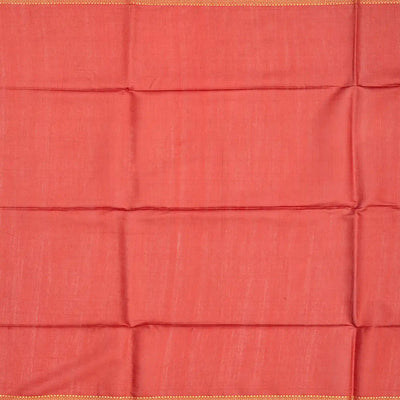 Peach Woven Tussar Silk Saree With Half Diamond Border-Peach