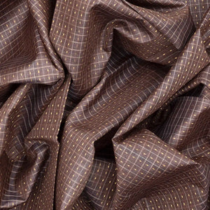 Dark Grey Handloom Tussar Silk Saree With Checks-Dark Grey