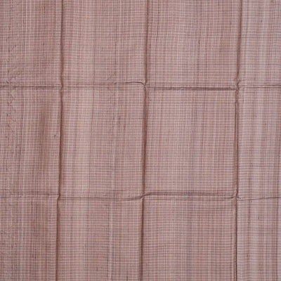 Dark Grey Handloom Tussar Silk Saree With Checks-Dark Grey