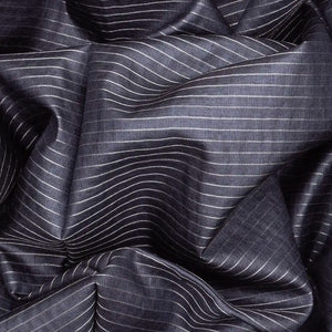 Dark Grey Woven Tussar Silk Saree With Stripes-Dark Grey