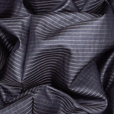 Dark Grey Woven Tussar Silk Saree With Stripes-Dark Grey