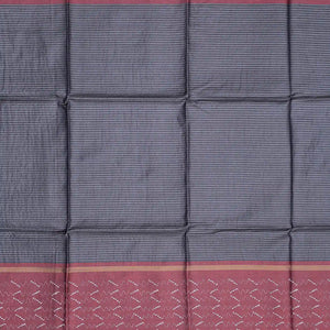 Dark Grey Woven Tussar Silk Saree With Stripes-Dark Grey