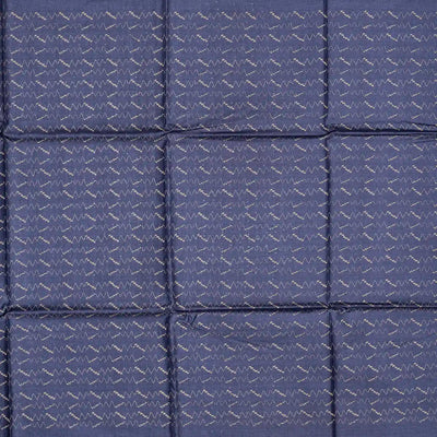 Steel Blue Woven Tussar Silk Saree With Chevron Stripes-Steel Blue