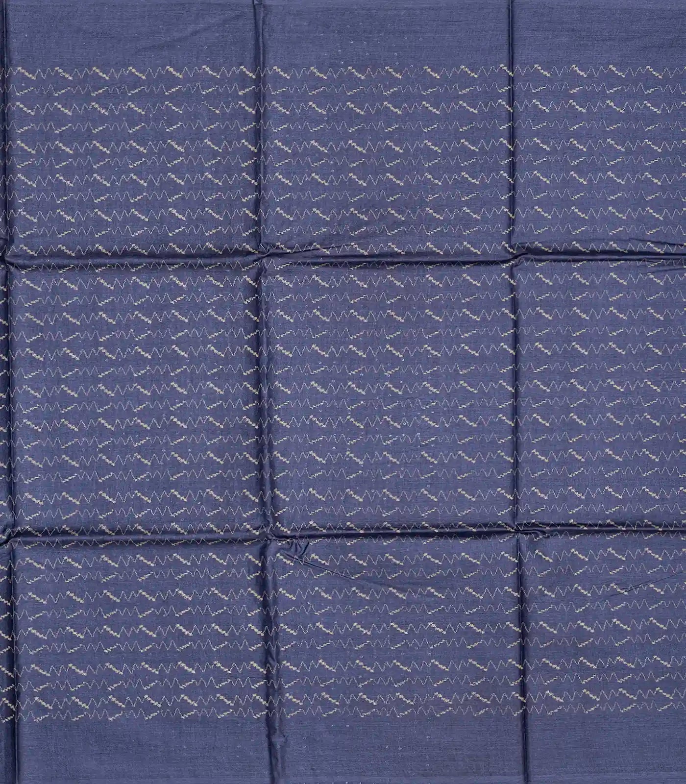 Steel Blue Woven Tussar Silk Saree With Chevron Stripes-Steel Blue