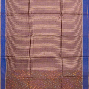 Brown Woven Tussar Silk Saree With Dotted Stripes-Brown