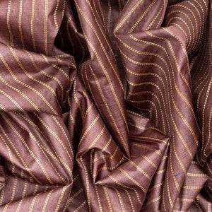 Brown Woven Tussar Silk Saree With Dotted Stripes-Brown