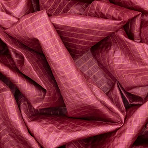 Chestnut Pink Woven Tussar Silk Saree With Dotted Checks-Chestnut Pink