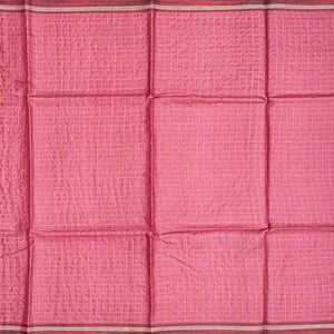 Chestnut Pink Woven Tussar Silk Saree With Dotted Checks-Chestnut Pink