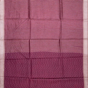 Lilac Woven Tussar Silk Saree With Dotted Stripes-Lilac