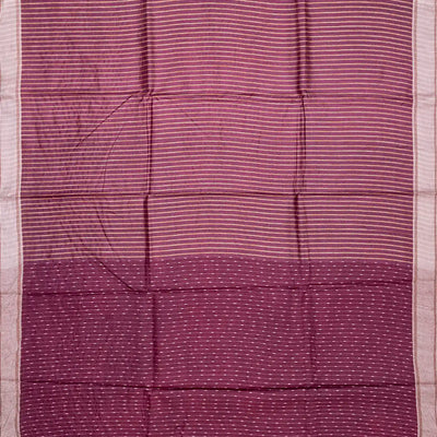 Lilac Woven Tussar Silk Saree With Dotted Stripes-Lilac
