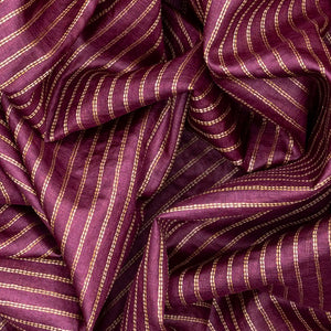 Lilac Woven Tussar Silk Saree With Dotted Stripes-Lilac