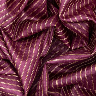 Lilac Woven Tussar Silk Saree With Dotted Stripes-Lilac