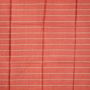 Dark Peach Woven Tussar Silk Saree With Multi Stripes-Dark Peach