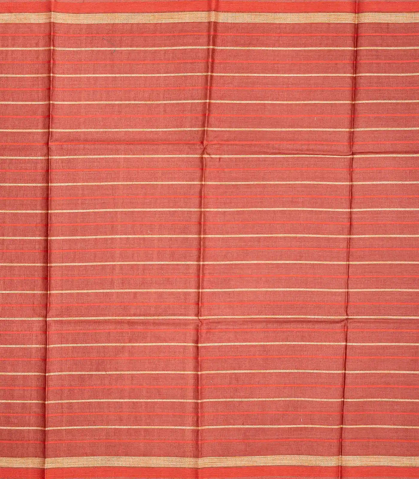 Dark Peach Woven Tussar Silk Saree With Multi Stripes-Dark Peach