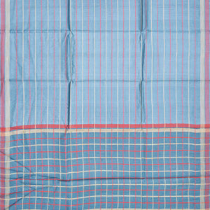 Light Blue Woven Tussar Silk Saree With Multi Stripes-Light Blue