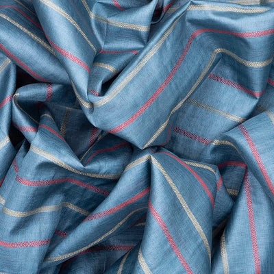 Light Blue Woven Tussar Silk Saree With Multi Stripes-Light Blue