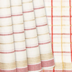 Off White Woven Tussar Silk Saree With Multi Stripes-Off White