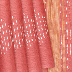 Light Peach Woven Tussar Silk Saree With Embroidered Motifs-Light Peach