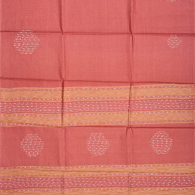 Light Peach Woven Tussar Silk Saree With Embroidered Motifs-Light Peach