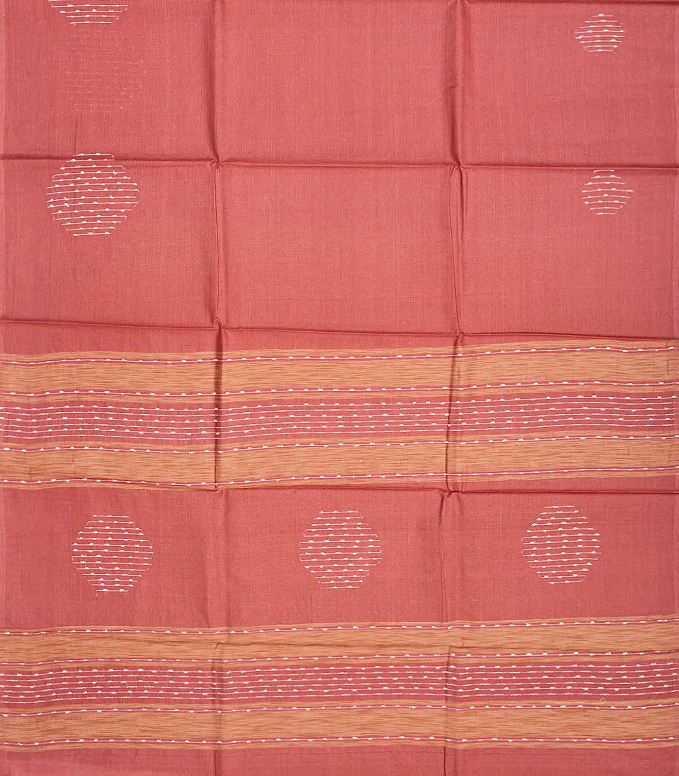 Light Peach Woven Tussar Silk Saree With Embroidered Motifs-Light Peach