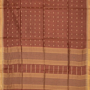 Brown Woven Tussar Silk Saree With Rudraksham Motifs-Brown