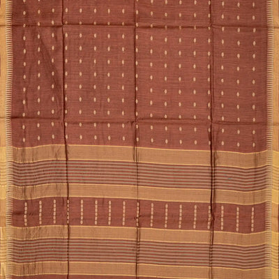 Brown Woven Tussar Silk Saree With Rudraksham Motifs-Brown