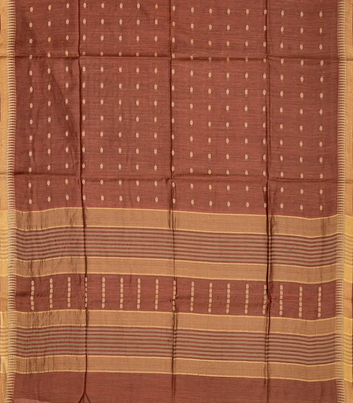 Brown Woven Tussar Silk Saree With Rudraksham Motifs-Brown