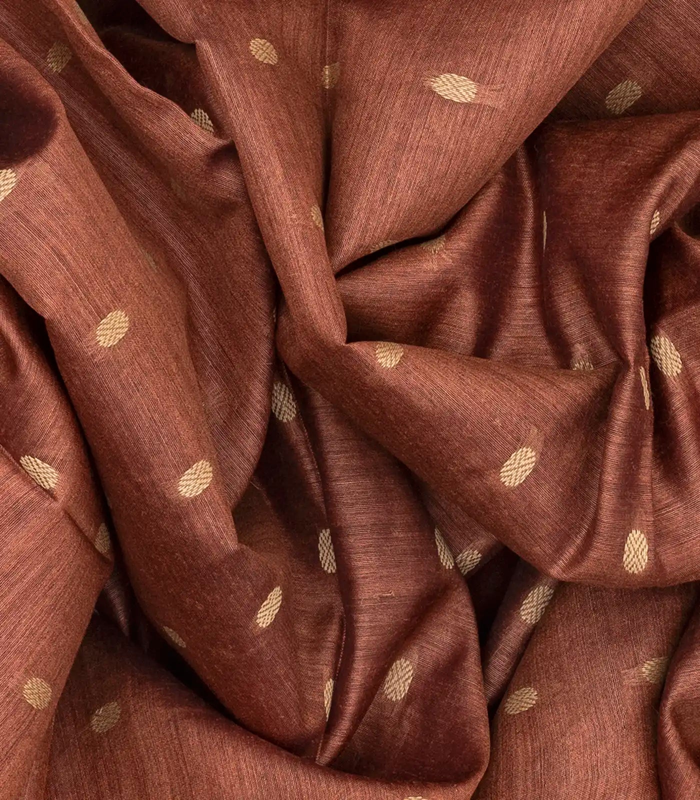 Brown Woven Tussar Silk Saree With Rudraksham Motifs-Brown