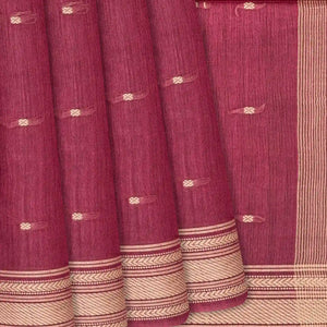Chestnut Pink Woven Tussar Silk Saree With Button Motifs-Chestnut Pink