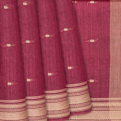Chestnut Pink Woven Tussar Silk Saree With Button Motifs-Chestnut Pink