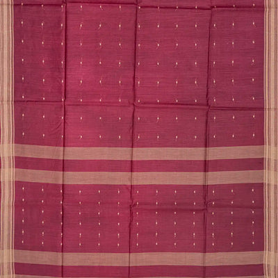 Chestnut Pink Woven Tussar Silk Saree With Button Motifs-Chestnut Pink
