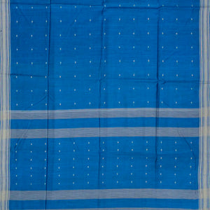Blue Woven Tussar Silk Saree With Button Motifs-Blue