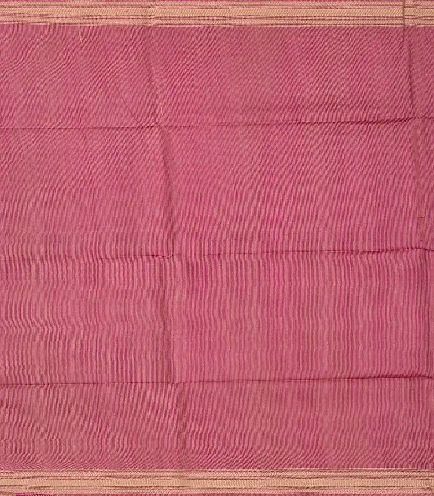 Hot Pink Woven Tussar Silk Saree With Button Motifs-Hot Pink