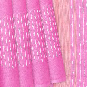 Bubble Gum Pink Woven Tussar Silk Saree With Diamond Motifs-BubbleGum Pink