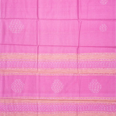 Bubble Gum Pink Woven Tussar Silk Saree With Diamond Motifs-BubbleGum Pink