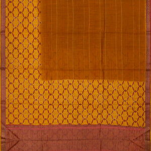 Oil Mustard Woven Tussar Silk Saree Printed With Floral Motifs-OIL MUSTARD