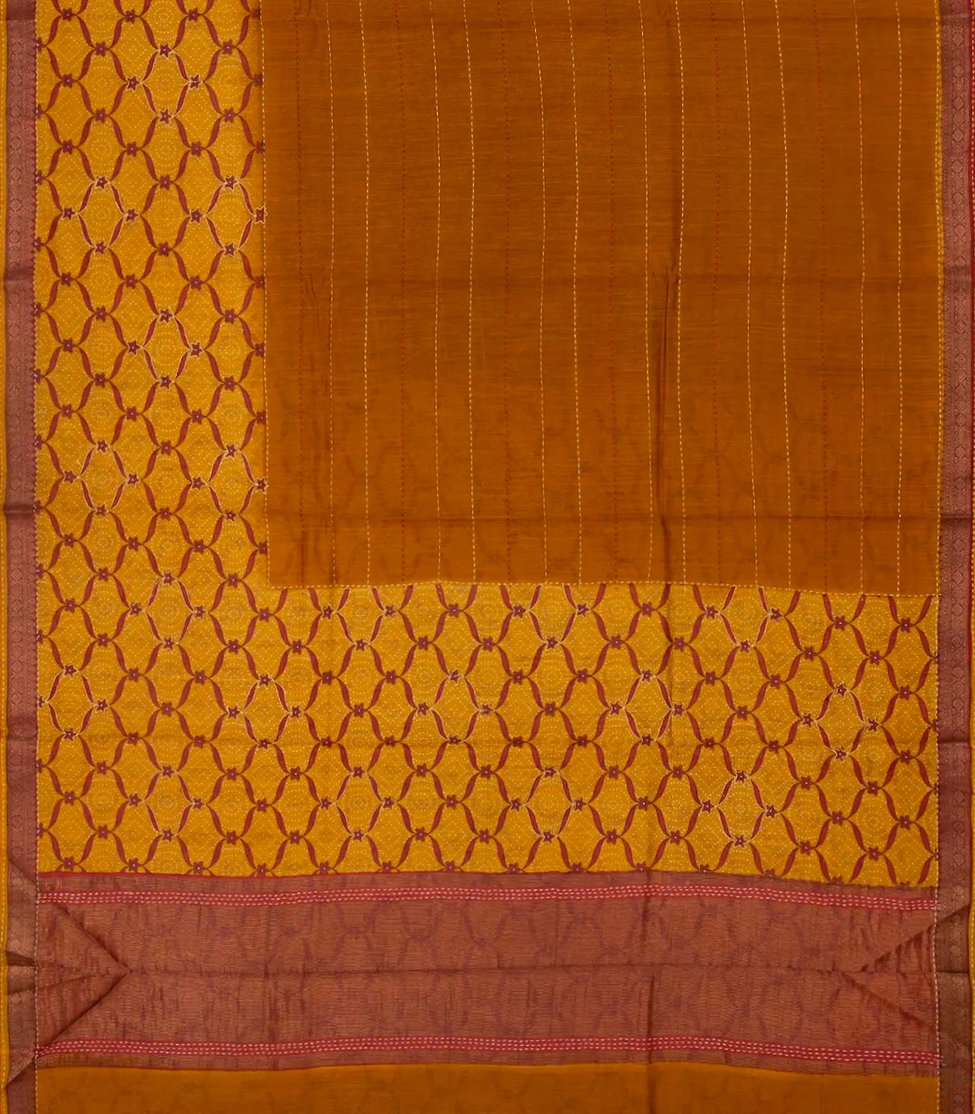 Oil Mustard Woven Tussar Silk Saree Printed With Floral Motifs-OIL MUSTARD