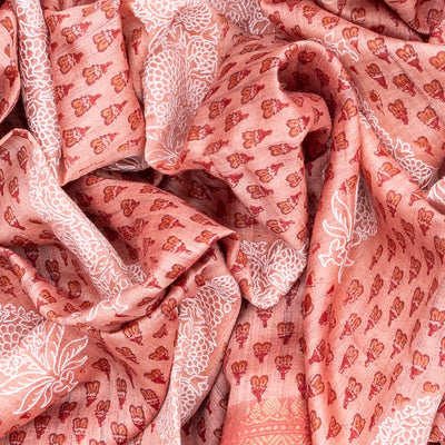 Baby  Handloom Tussar Silk Saree With Printed & Embroidery Motifs-Baby Pink